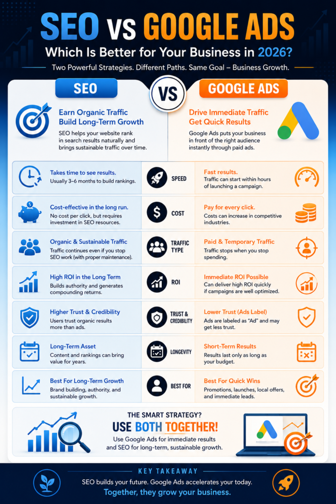 difference between SEO and Google Ads