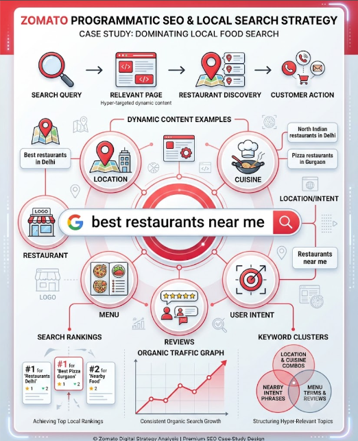 Zomato programmatic SEO and local search strategy infographic